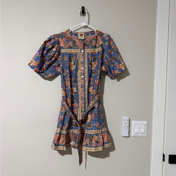 FARM Rio Blue Superbloom Tapestry Organic Cotton Mini Dress - Picture 2 of 6